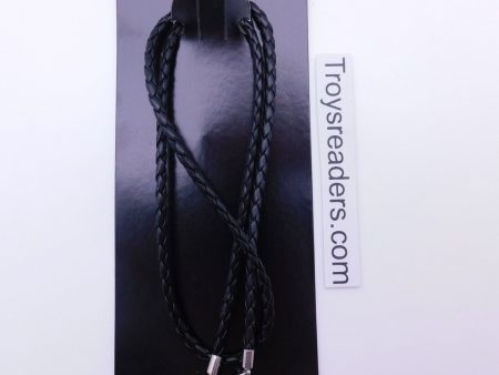 Black Faux Leather Braided Chain Eyewear Holder Fashion