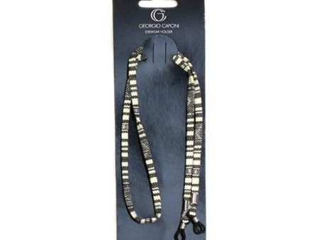 Cream & Black Fabric Chain Eyewear Holder For Sale