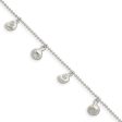 Sterling Silver 1.5mm Bead Chain And Sea Shell Charm Anklet, 9-10 Inch Sale