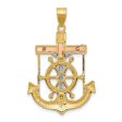 14k TriColor Gold Diamond-cut Mariner s Crucifix Cross Pendant Hot on Sale