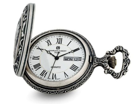 Charles Hubert Antique Chrome Finish Fisherman Pocket Watch For Sale