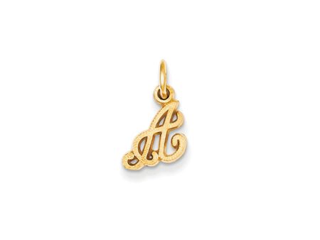 The Sadie 14k Yellow Gold Mini Satin Script Initial Charm, Letter A For Sale