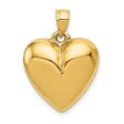 14k Yellow Gold Puffed Heart Tapered Bail Pendant, 15mm Online now