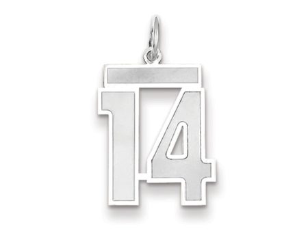 14k White Gold, Jersey Collection, Medium Number 14 Pendant on Sale