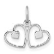 14k White Gold Satin Double Heart Charm Discount