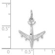 14k White Gold Satin and Diamond Cut 3D Airplane Charm on Sale