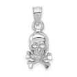 14k White Gold Small Skull and Cross Bones Pendant, 8 x 19mm Cheap