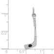 14k White Gold and Black Enamel 3D Hockey Stick and Puck Pendant Fashion