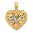 14k Tri Color Gold #1 Mom Reversible Heart Pendant, 18mm Online now