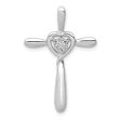 14k White Gold 0.05 Ct Diamond Heart Cross Slide Pendant, 19 x 29mm For Discount