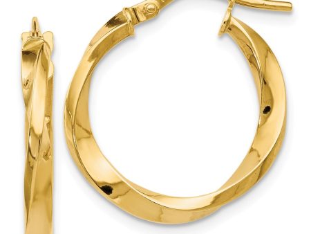 14k Yellow Gold Polished Twisted Round Hoop Earrings, 20mm (3 4 Inch) For Cheap