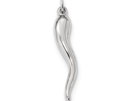 14k White Gold Italian Horn Pendant, 5 x 33mm For Discount