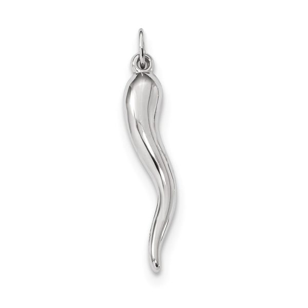 14k White Gold Italian Horn Pendant, 5 x 33mm For Discount