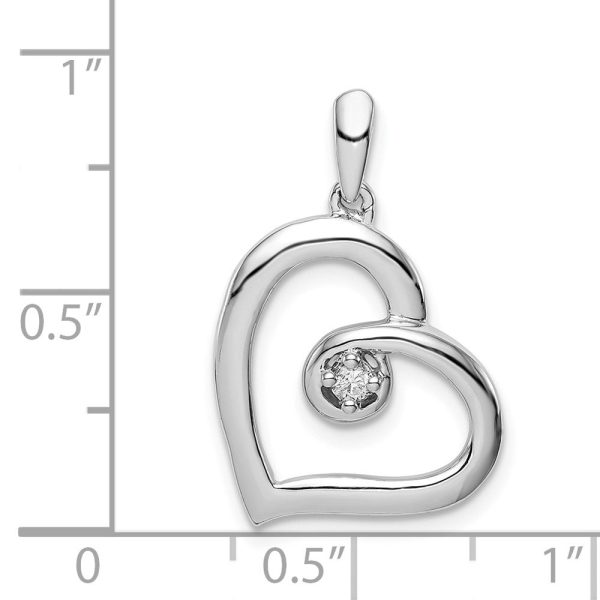 .05 Carat Diamond Open Heart Pendant in Sterling Silver Hot on Sale