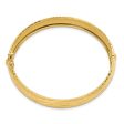 14.25mm 14k Yellow Gold Textured & D C Hinged Bangle Bracelet on Sale