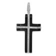 14k White Gold 1 4 Ctw Diamond & Onyx Cross Pendant, 20 x 40mm Online Sale