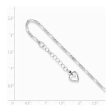 Sterling Silver Polished Heart Adjustable Figaro Chain Anklet, 9 Inch Online Sale