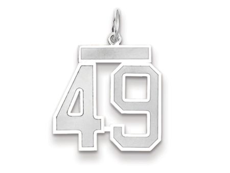 14k White Gold, Jersey Collection, Medium Number 49 Pendant For Sale