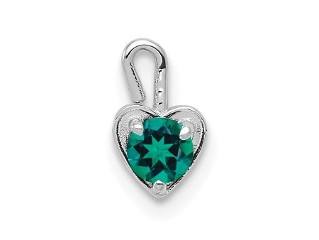 May Synthetic Emerald 14k White Gold Heart Pendant Enhancer, 5mm For Cheap