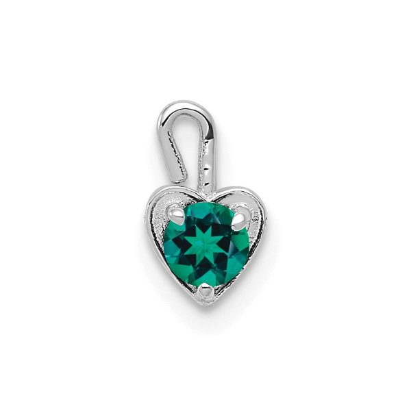 May Synthetic Emerald 14k White Gold Heart Pendant Enhancer, 5mm For Cheap