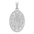 14k White Gold Solid Oval Miraculous Medal Pendant, 15 x 28mm Sale