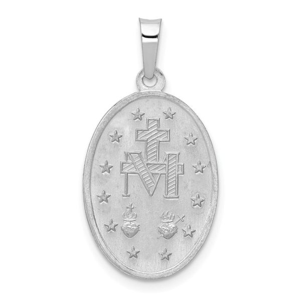 14k White Gold Solid Oval Miraculous Medal Pendant, 15 x 28mm Sale