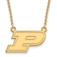 14k Gold Plated Silver Purdue Small Initial P Pendant Necklace on Sale