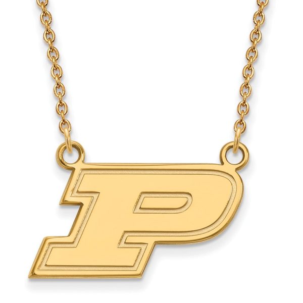 14k Gold Plated Silver Purdue Small Initial P Pendant Necklace on Sale