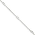 Sterling Silver Bead Accented Cable Chain Adjustable Anklet, 9 Inch Online Hot Sale