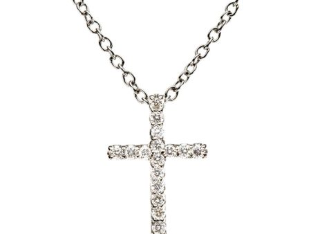 .085 cttw Diamond Cross Necklace in 14k White Gold Discount