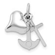 14k White Gold Faith, Hope and Charity Triple Charm or Pendant, 8mm Supply