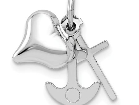 14k White Gold Faith, Hope and Charity Triple Charm or Pendant, 8mm Supply