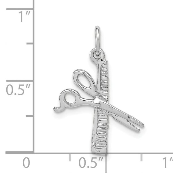 14k White Gold Comb and Scissors Charm or Pendant, 16mm (5 8 inch) Online