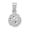 14k White Gold Small Diamond Cut Sand Dollar Pendant, 8mm (5 16 Inch) For Cheap