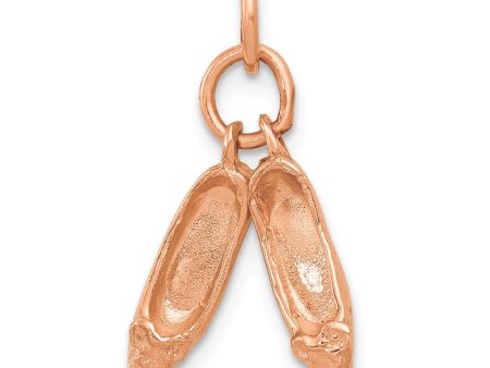 14k Rose Gold 3D Moveable Ballet Slippers Charm Supply