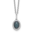 1 20 Ctw Blue & White Diamond Small Oval Necklace in Sterling Silver For Discount