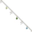 Sterling Silver Dragonfly And Glass Beaded Anklet, 10 Inch Hot on Sale