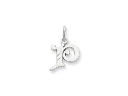 14k White Gold, Isabelle Collection, Mini Letter P Initial Charm Cheap