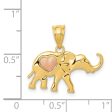 14k Two Tone Gold Elephant with Pink Heart Pendant Online