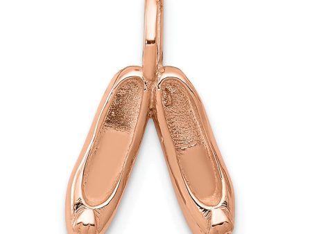 14k Rose Gold Petite 3D Ballet Slippers Pendant For Sale