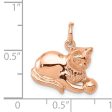 14k Rose Gold 2D Cat and Ball Charm and Pendant Fashion