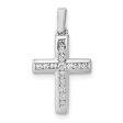 14k White Gold 1 6 Ctw Diamond Small Cross Pendant, 11 x 20mm Hot on Sale