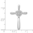 14k White Gold 0.05 Ct Diamond Heart Cross Slide Pendant, 19 x 29mm For Discount