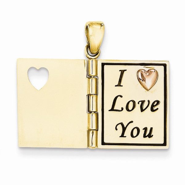 14k Two Tone Gold & Enamel Sweetheart Book Pendant, 13mm Fashion