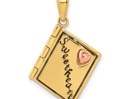 14k Two Tone Gold & Enamel Sweetheart Book Pendant, 13mm Fashion