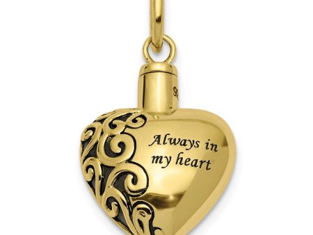 10k or 14k Yellow Gold Always In My Heart Ash Holder Pendant, 16mm Online Sale