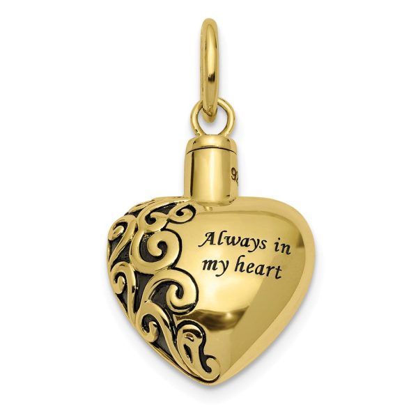 10k or 14k Yellow Gold Always In My Heart Ash Holder Pendant, 16mm Online Sale