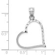 14k White Gold Satin Finished Reversible Heart Pendant, 30mm Online Hot Sale