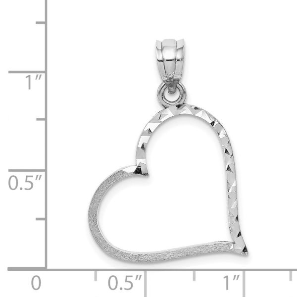 14k White Gold Satin Finished Reversible Heart Pendant, 30mm Online Hot Sale