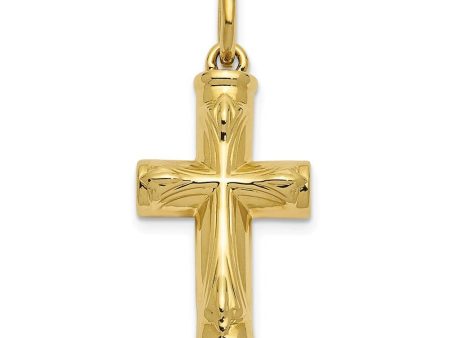 10k or 14k Yellow Gold Polished Cross Ash Holder Pendant, 16 x 25mm For Sale